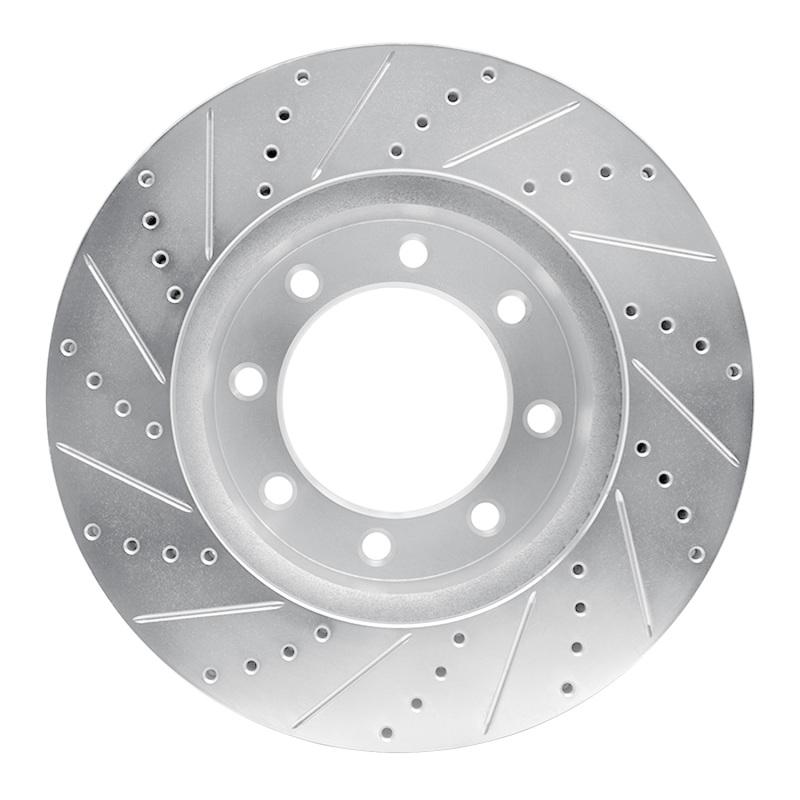 Ford F-250 Brake Rotor (1) - Front Right - R1 Concepts - Drilled & Slotted - Silver - `12-`25